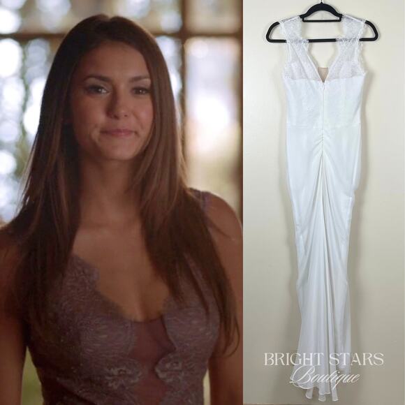 Rare Maxi Dress ALT Color ASO Elena Gilbert Vampire Diaries White Lace Bridal - Picture 2 of 8